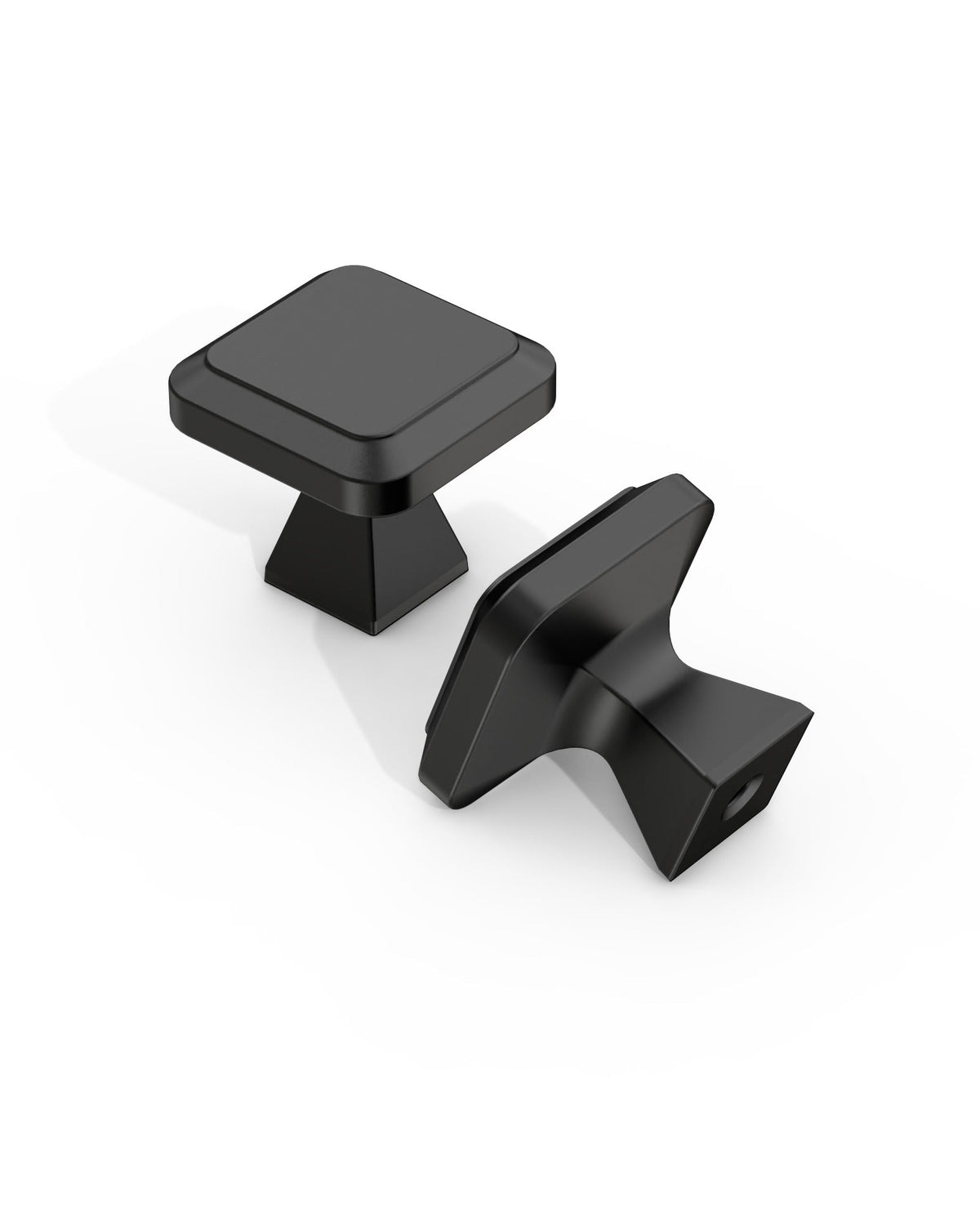 DESIGN1005 Sleek Modern Matte Black Cabinet Knobs | Beveled Edge Square Drawer Pulls
