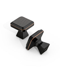 DESIGN1005 Sleek Modern Matte Black Cabinet Knobs | Beveled Edge Square Drawer Pulls
