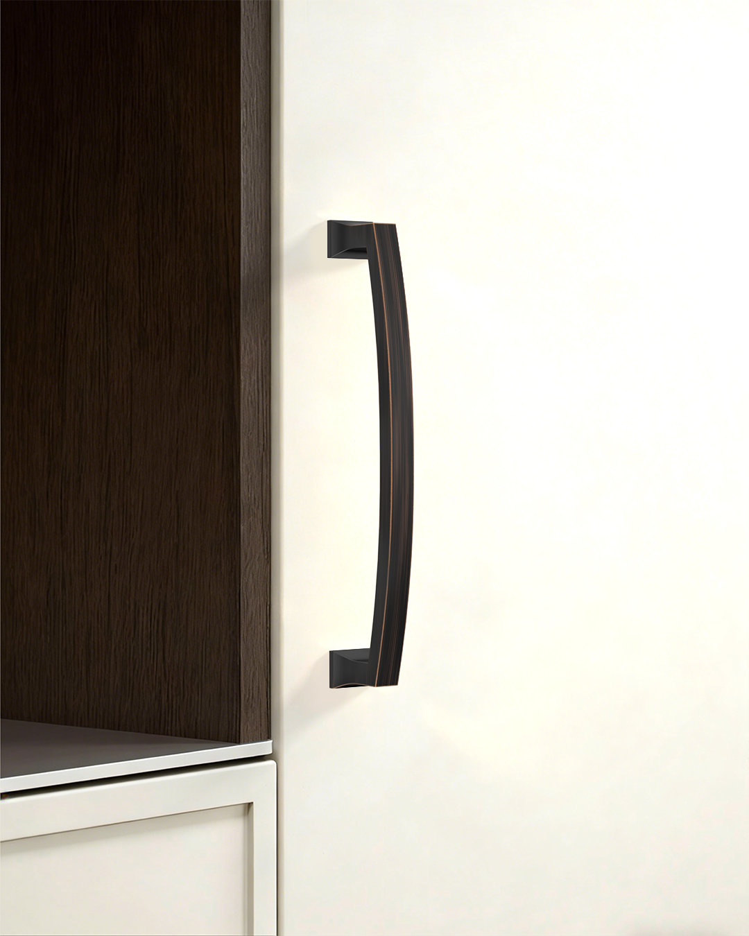 DESIGN3781 Champagne Bronze Curved Cabinet Handles - Heavy-Duty Square Foot Drawer Hardware (5" )