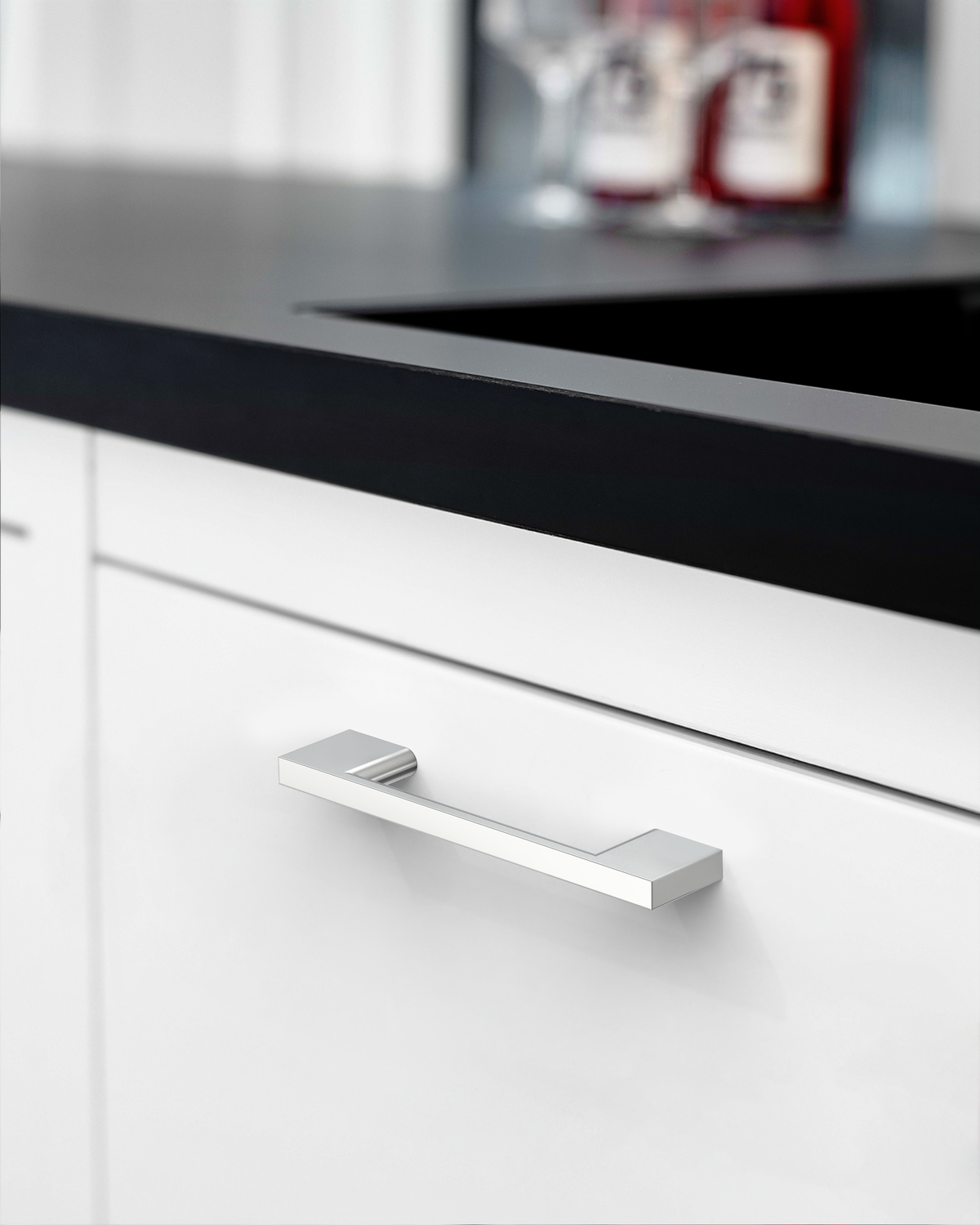 DESIGN2008 Slim Rectangular Handles for Flat Panel & Shaker Cabinets | 5" Pulls, Matte Black