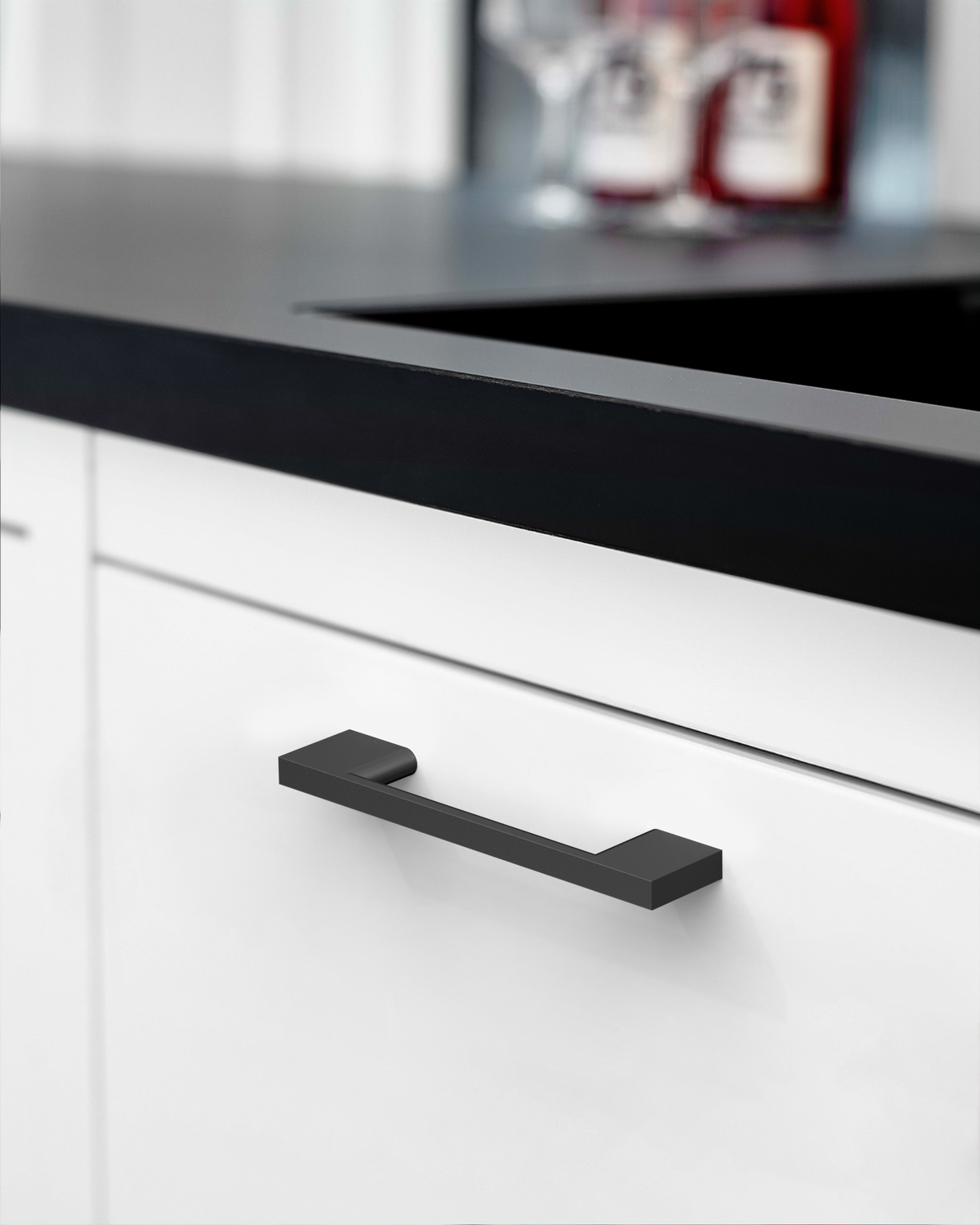 DESIGN2008 Slim Rectangular Handles for Flat Panel & Shaker Cabinets | 5" Pulls, Matte Black