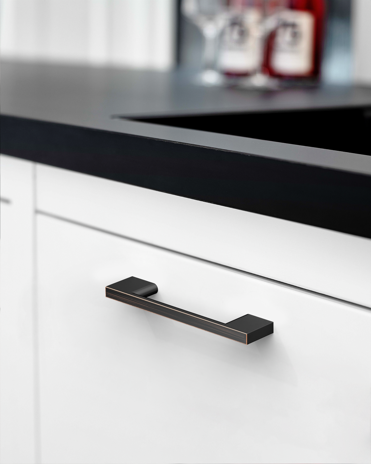 DESIGN2008 Slim Rectangular Handles for Flat Panel & Shaker Cabinets | 5" Pulls, Matte Black