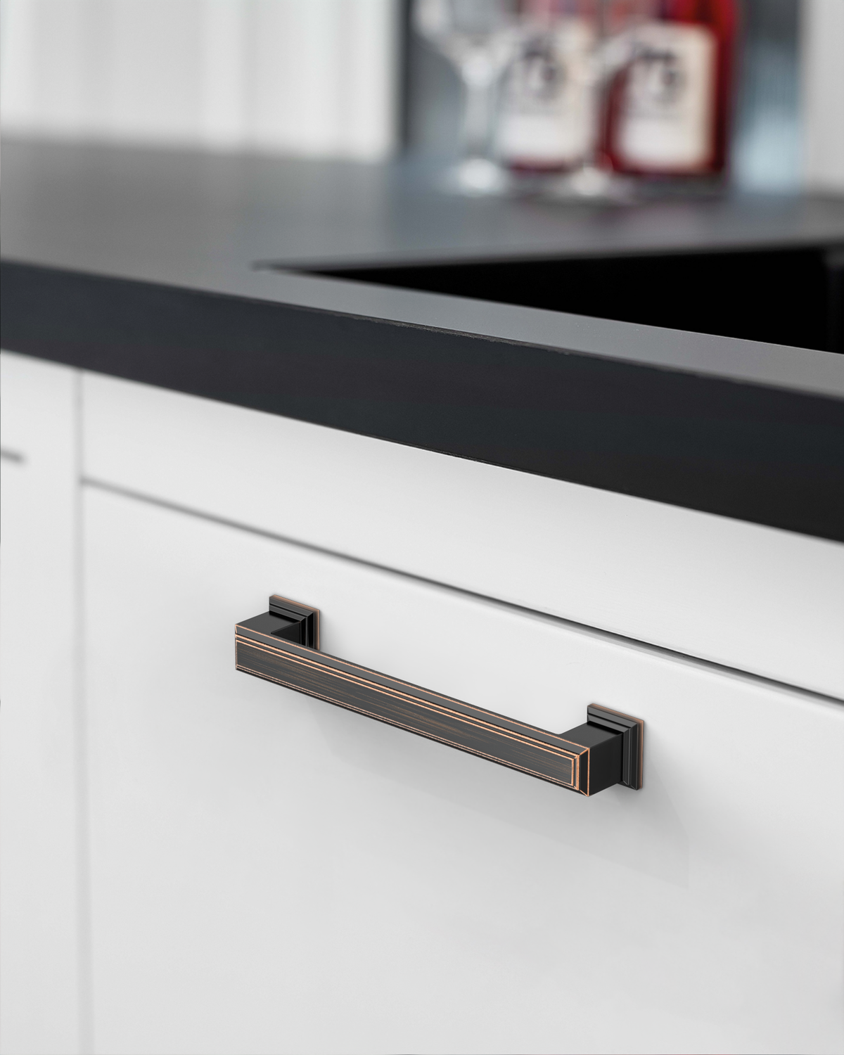 DESIGN2044 Heavy-Duty Transitional Handles for White Cabinets & Shaker Drawers | 3-3/4" Cabinet Pulls, Brushed Gold