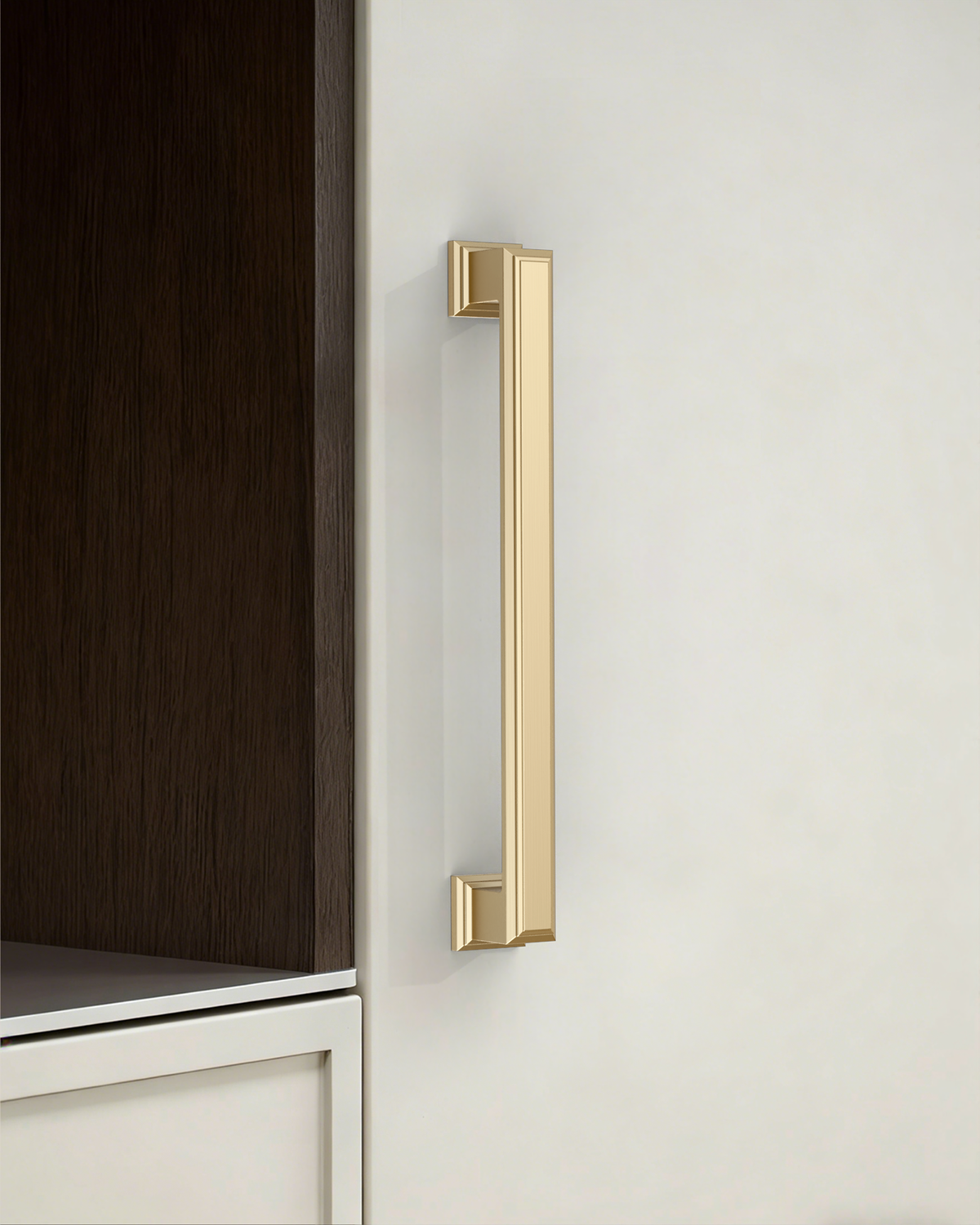DESIGN2044 Heavy-Duty Transitional Handles for White Cabinets & Shaker Drawers | 3-3/4" Cabinet Pulls, Brushed Gold