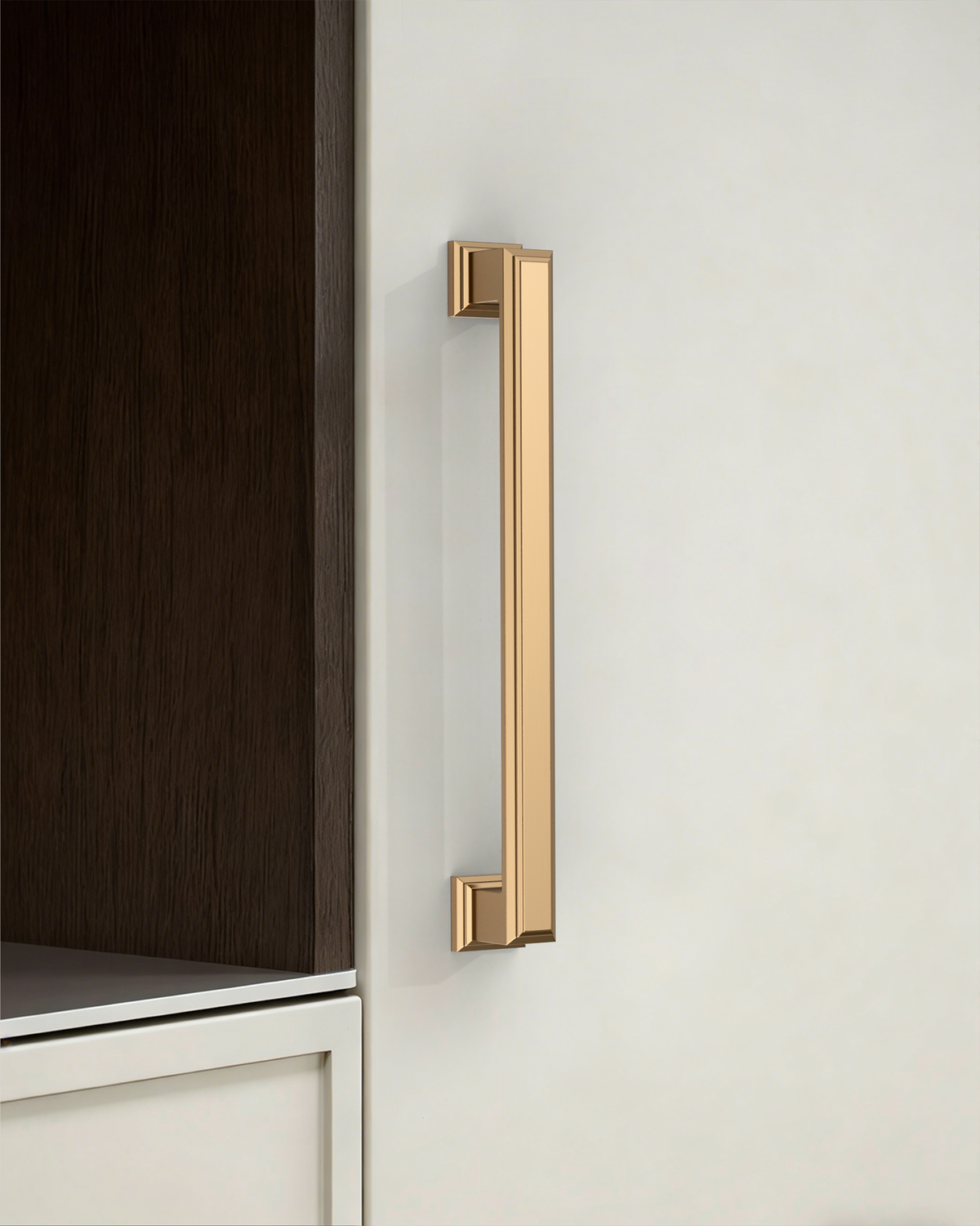 DESIGN2044 Heavy-Duty Transitional Handles for White Cabinets & Shaker Drawers | 3-3/4" Cabinet Pulls, Brushed Gold