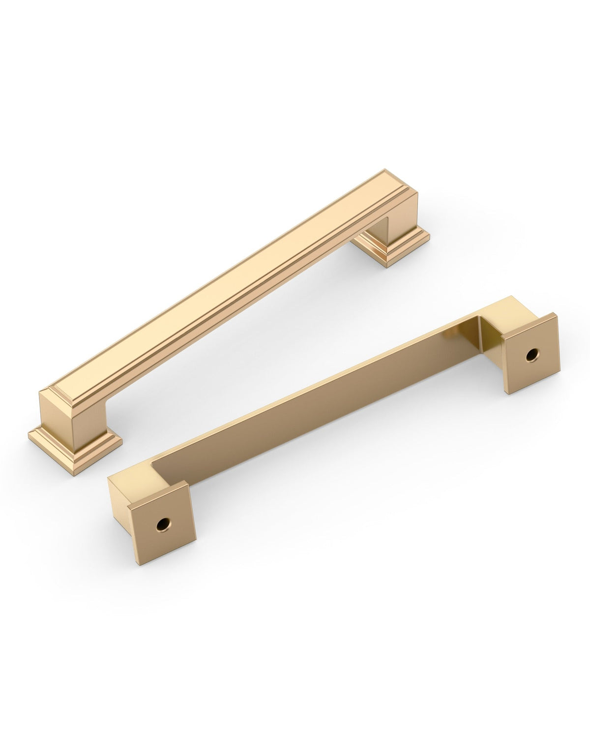 DESIGN2044 Heavy-Duty Transitional Handles for White Cabinets & Shaker Drawers | 3-3/4" Cabinet Pulls, Brushed Gold
