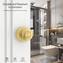 ZR12-211Z Brushed Gold Privacy Door Knobs – Solid Zinc Alloy Interior Knobs with Lock