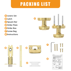 ZR12-211Z Brushed Gold Privacy Door Knobs – Solid Zinc Alloy Interior Knobs with Lock