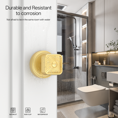 ZR12-212Z Brushed Gold Starburst Square Door Knobs with Beaded Rosette | Privacy Door Hardware