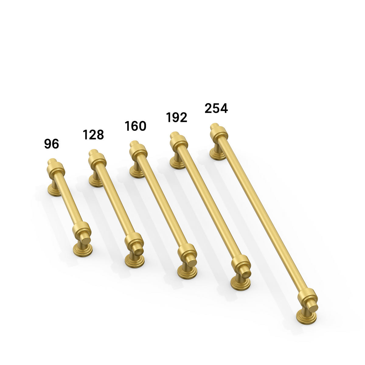 DESIGN2249 Brushed Gold Cabinet Pulls – Modern Heritage Stepped Base Handles for Kitchen Cabinets
