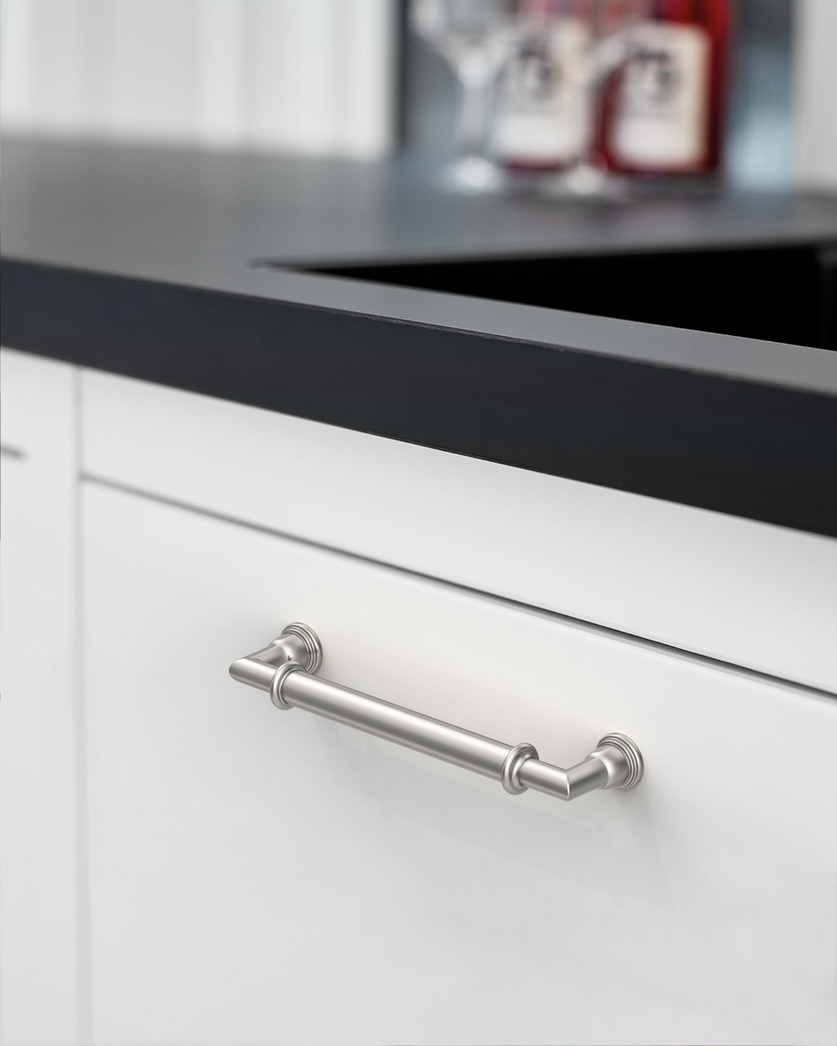DESIGN2281 Brushed Satin Nickel Ridged Bar Pull for Industrial Kitchens | 5" Heavy-Duty Cabinet Handles