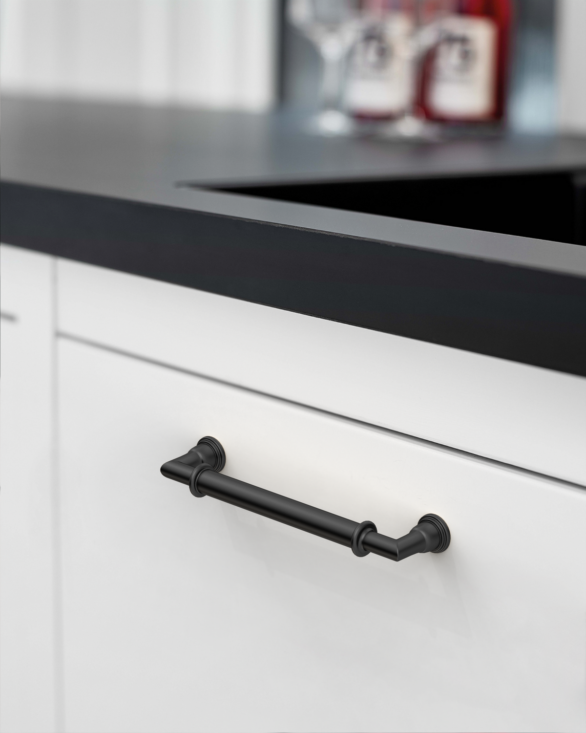 DESIGN2281 Brushed Satin Nickel Ridged Bar Pull for Industrial Kitchens | 5" Heavy-Duty Cabinet Handles