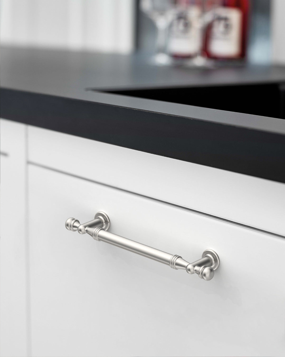 DESIGN2288 Antique Brass Cabinet Pulls | Modern Retro Ball-Top Handles for Kitchen Cabinets, 7.5"