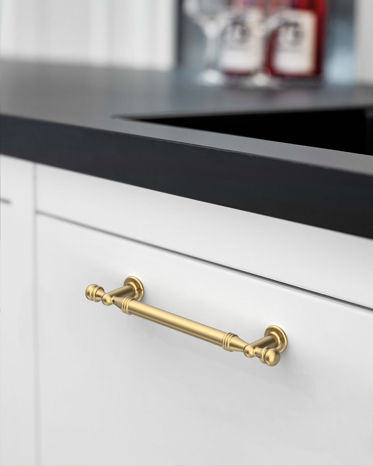 DESIGN2288 Antique Brass Cabinet Pulls | Modern Retro Ball-Top Handles for Kitchen Cabinets, 7.5"