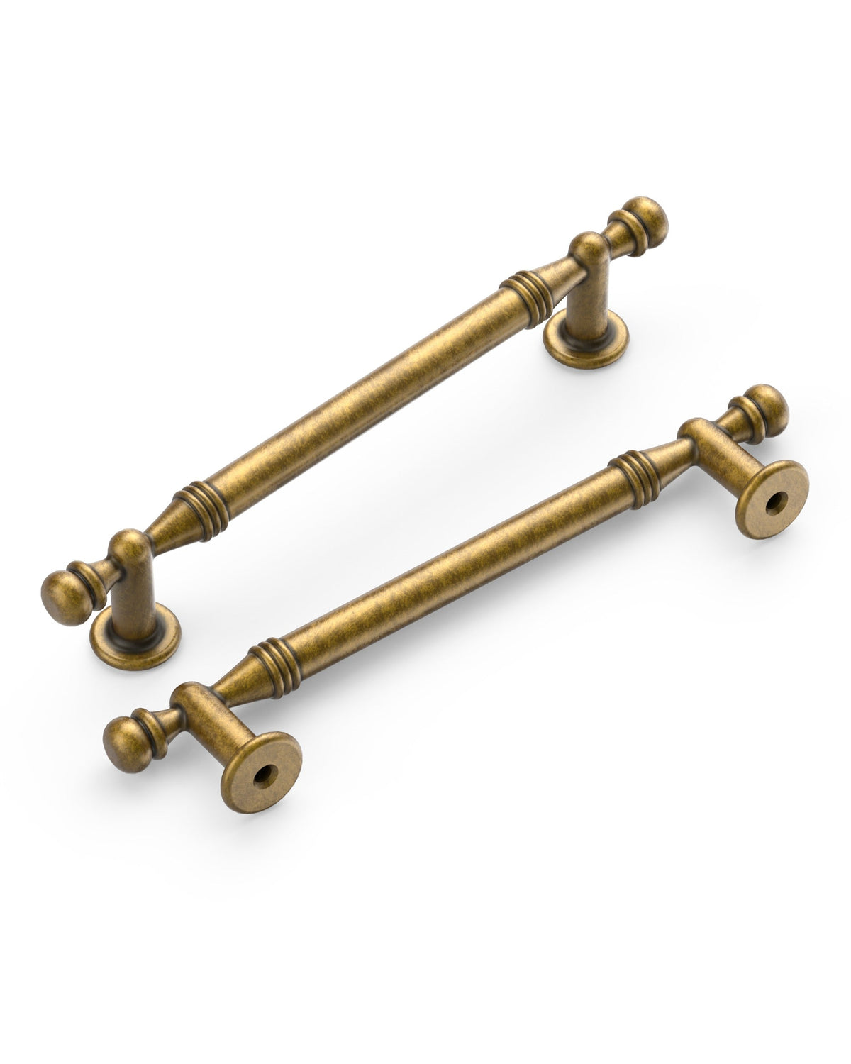 DESIGN2288 Antique Brass Cabinet Pulls | Modern Retro Ball-Top Handles for Kitchen Cabinets, 7.5"