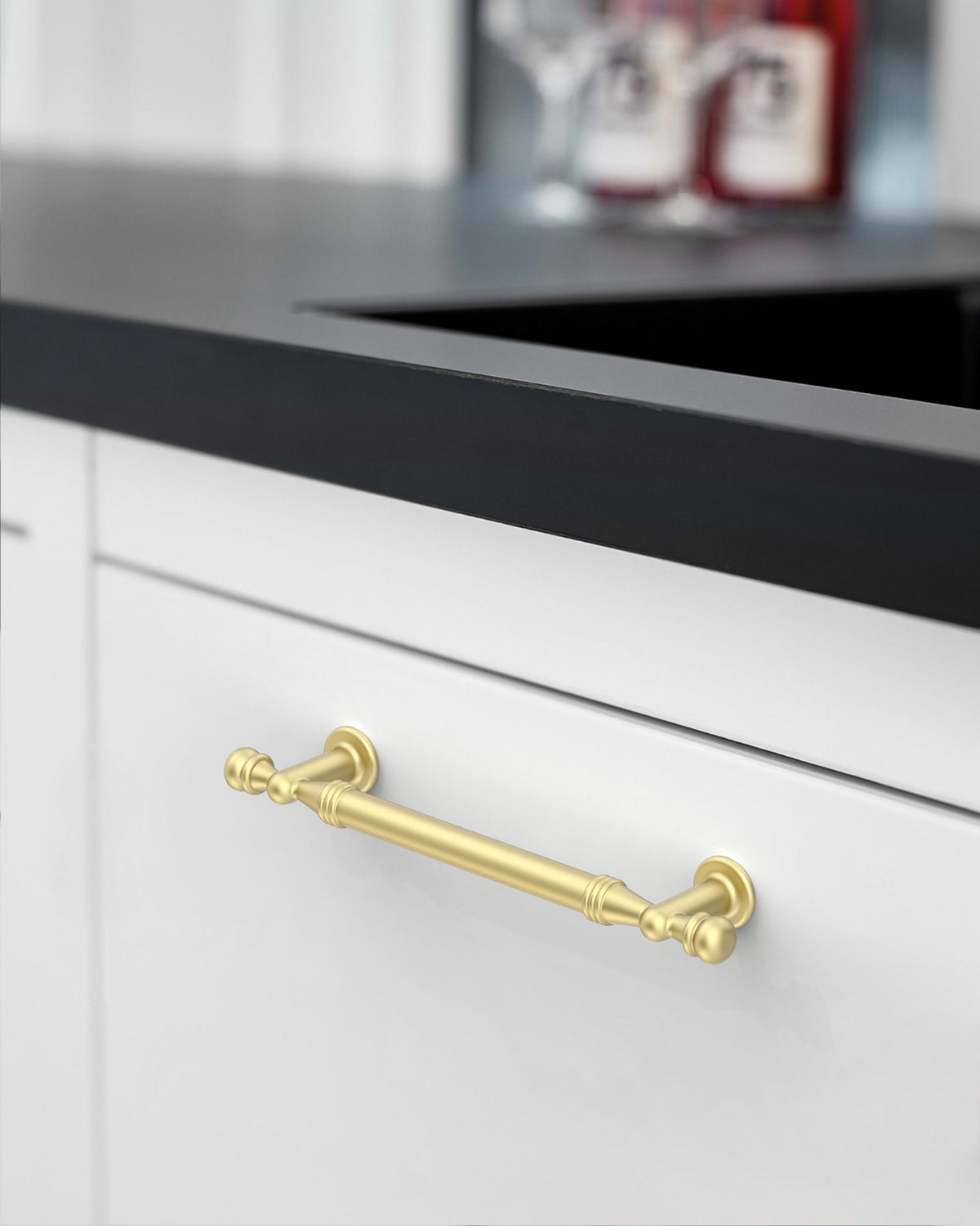DESIGN2288 Antique Brass Cabinet Pulls | Modern Retro Ball-Top Handles for Kitchen Cabinets, 7.5"