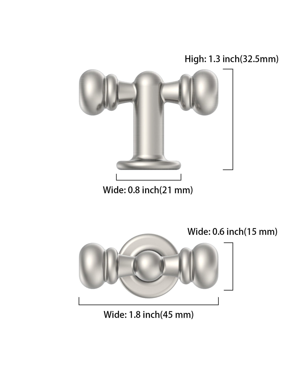 DESIGN2288 Champagne Bronze T-Bar Knobs for Modern Vanity & Dresser Hardware | 1.8" Length