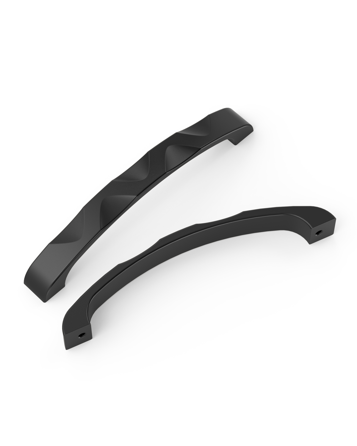 DESIGN2289 Matte Black Modern Wave Cabinet Handles - Heavy-Duty Sculptured Vanity Hardware (5" / 128mm)