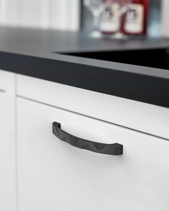 DESIGN2289 Matte Black Modern Wave Cabinet Handles - Heavy-Duty Sculptured Vanity Hardware (5" / 128mm)