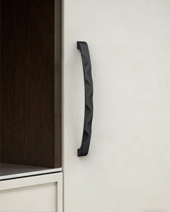 DESIGN2289 Matte Black Modern Wave Cabinet Handles - Heavy-Duty Sculptured Vanity Hardware (5" / 128mm)