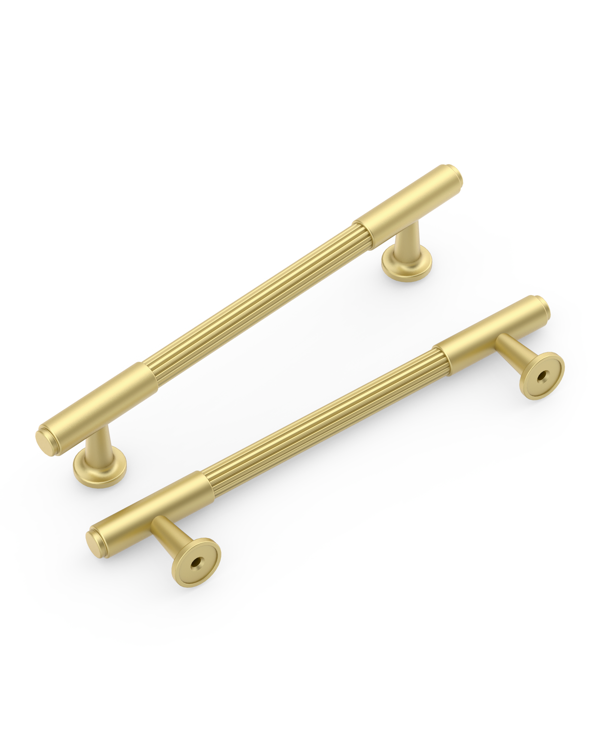 DESIGN2304 Brushed Satin Nickel Cabinet Pulls | Modern Retro Reeded Bar Handles for Kitchen Drawers,  5"