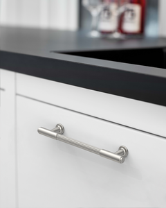 DESIGN2304 Brushed Satin Nickel Cabinet Pulls | Modern Retro Reeded Bar Handles for Kitchen Drawers,  5"