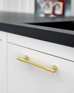 DESIGN2304 Brushed Satin Nickel Cabinet Pulls | Modern Retro Reeded Bar Handles for Kitchen Drawers,  5"
