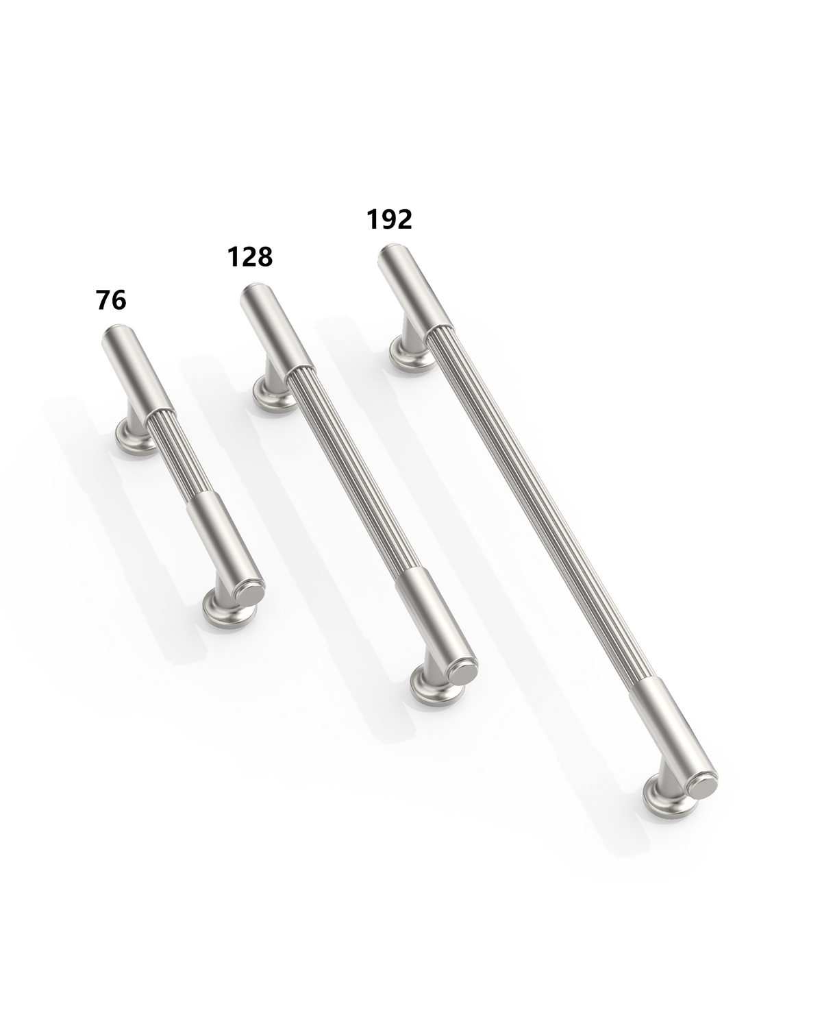 DESIGN2304 Brushed Satin Nickel Cabinet Pulls | Modern Retro Reeded Bar Handles for Kitchen Drawers,  5"