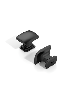 DESIGN2828 Solid Metal Cushion Square Knob for Luxury Kitchens (Matte Black)