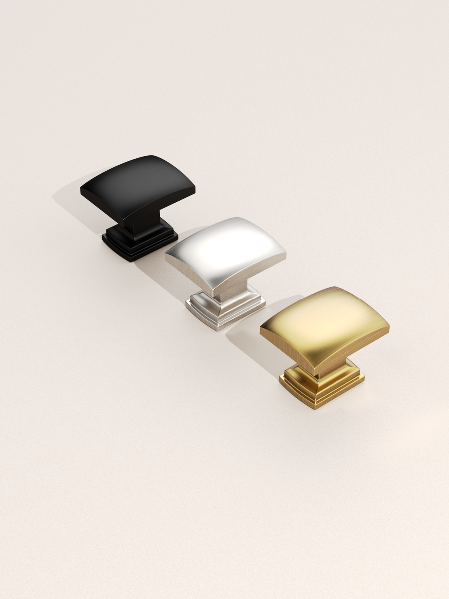 DESIGN2828 Solid Metal Cushion Square Knob for Luxury Kitchens (Matte Black)