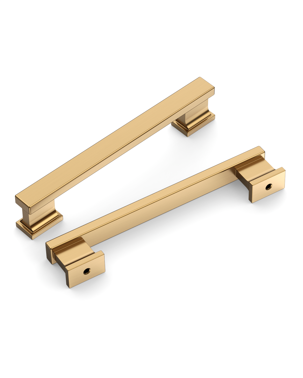 DESIGN2891 Brushed Gold Rectangular Cabinet Handles - Heavy-Duty Modern Kitchen Hardware | 5" Pulls