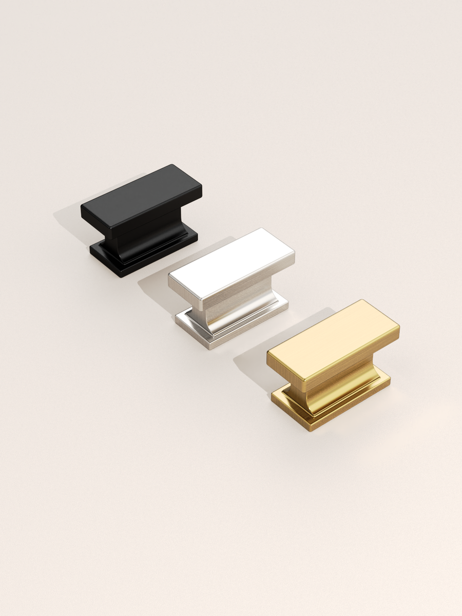 DESIGN2891 Solid Metal Square Cabinet Knobs for Modern Kitchen | 1.5" Length, Matte Black