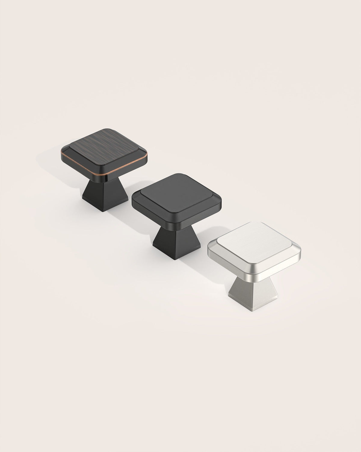 DESIGN1005 Sleek Modern Matte Black Cabinet Knobs | Beveled Edge Square Drawer Pulls