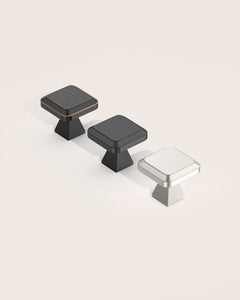DESIGN1005 Sleek Modern Matte Black Cabinet Knobs | Beveled Edge Square Drawer Pulls