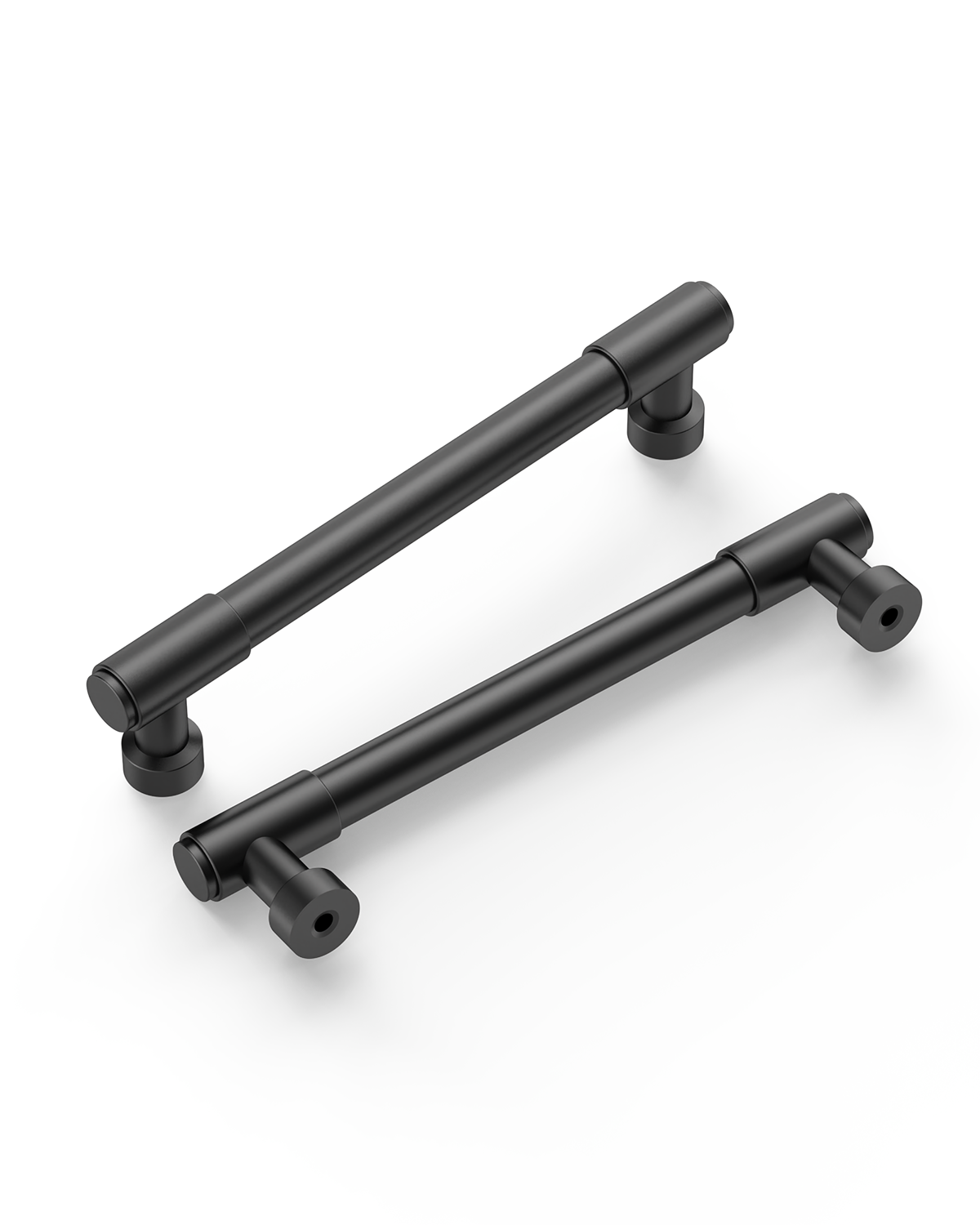 DESIGN4592 Matte Black Stepped Cabinet Handles | Heavy-Duty Modern Cylindrical Pulls (5" / 128mm)