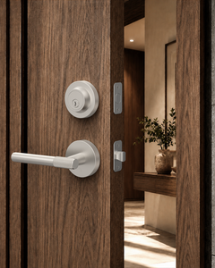 Z002-123A Matte Black Front Door Lock Set with Deadbolt – Rich Minimalist Knurled Entry Lever Combo