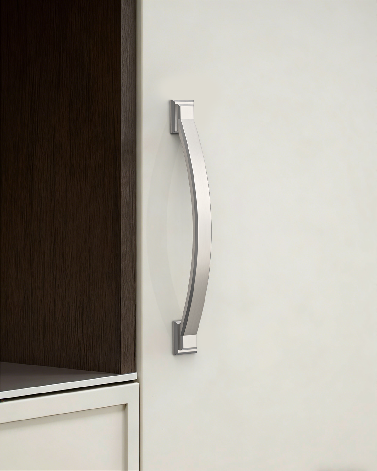 DESIGN3150 Transitional Brushed Gold Cabinet Pulls – Stepped Base Arched Handles for Kitchen Cabinets