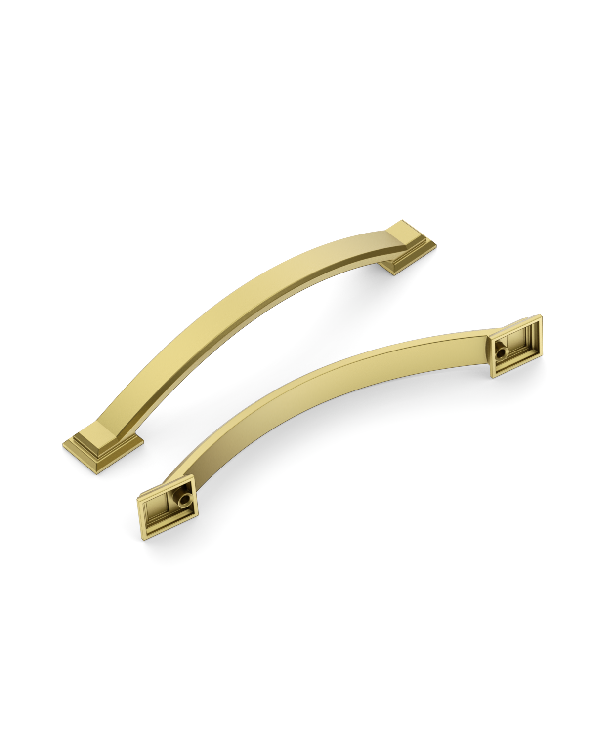 DESIGN3150 Transitional Brushed Gold Cabinet Pulls – Stepped Base Arched Handles for Kitchen Cabinets