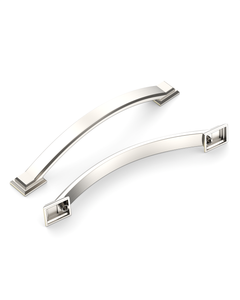 DESIGN3150 Transitional Brushed Gold Cabinet Pulls – Stepped Base Arched Handles for Kitchen Cabinets