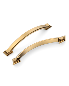 DESIGN3150 Transitional Brushed Gold Cabinet Pulls – Stepped Base Arched Handles for Kitchen Cabinets