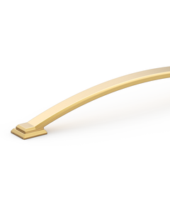 DESIGN3150 Transitional Brushed Gold Cabinet Pulls – Stepped Base Arched Handles for Kitchen Cabinets