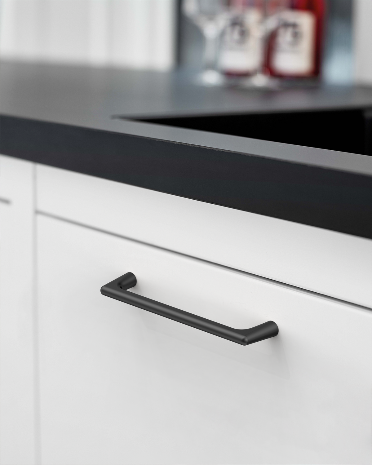 DESIGN3307 Solid Metal Modern Linear Pull for Tall Cabinets | 10" Cabinet Handle, Matte Black