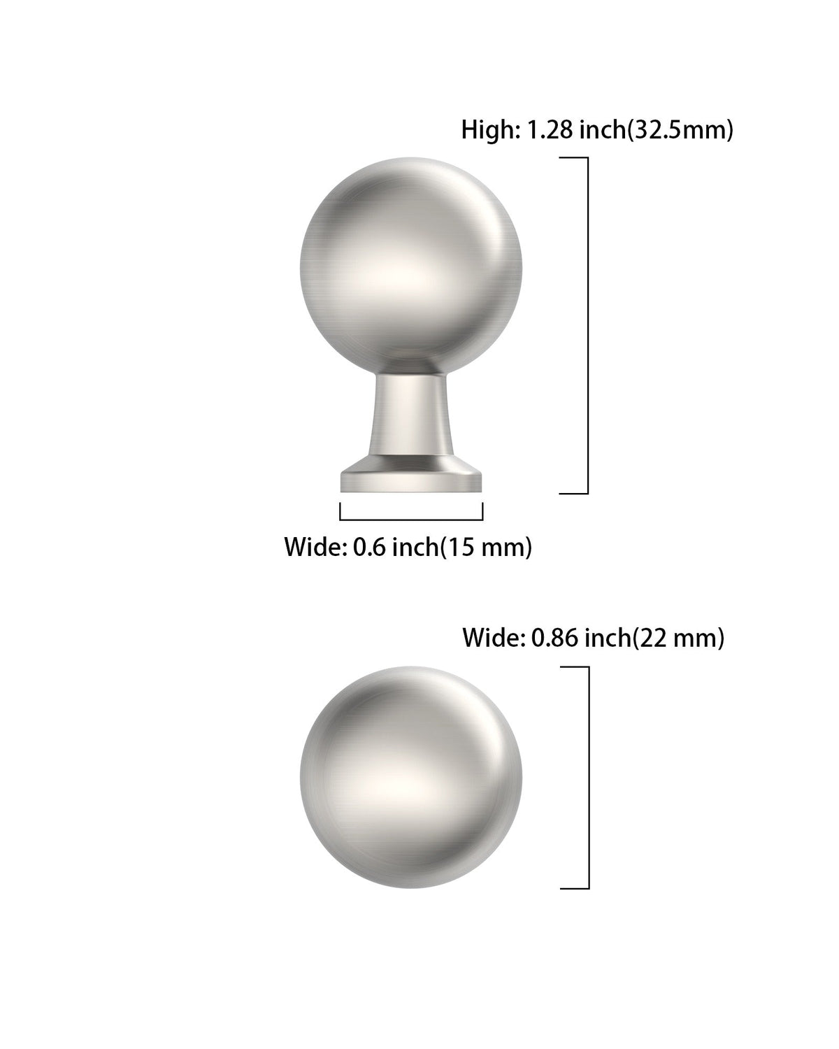 DESIGN3307 Modern Ball Knobs - Heavy-Duty Dresser & Cabinet Hardware | 0.86inch, Champagne Bronze
