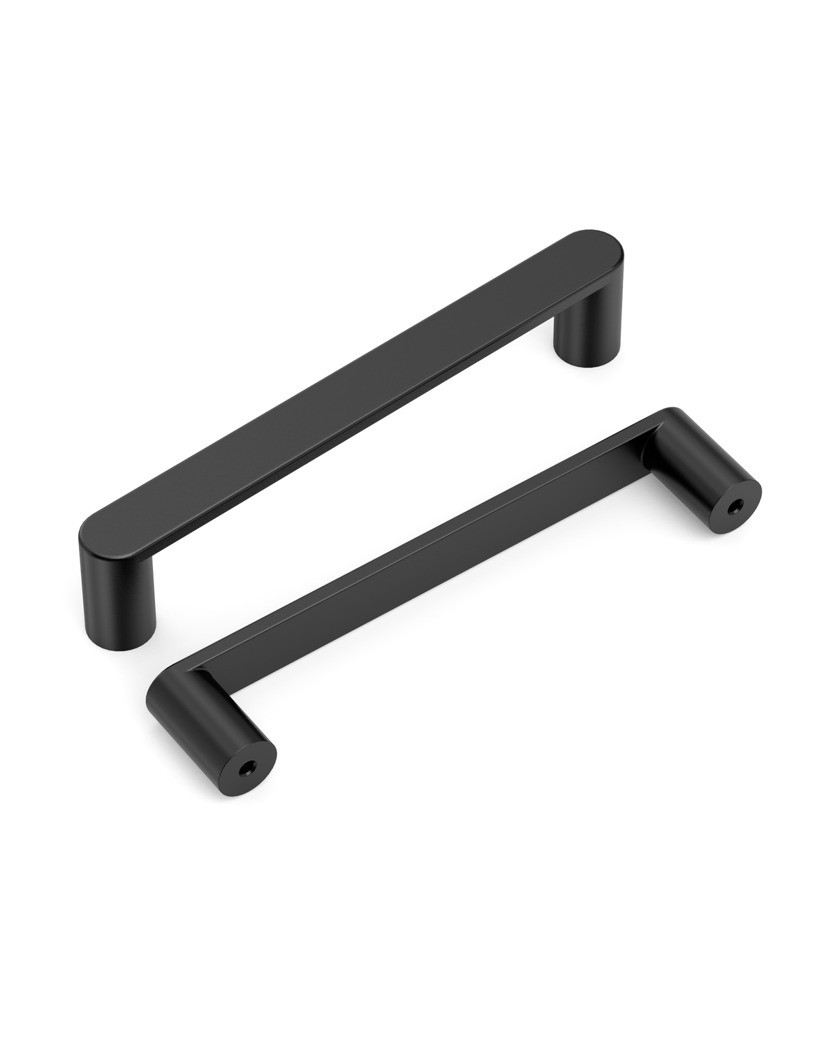 DESIGN3644 Minimalist Flat Top D-Bar Pull | Oak Wood & White Shaker Cabinets (Matte Black)