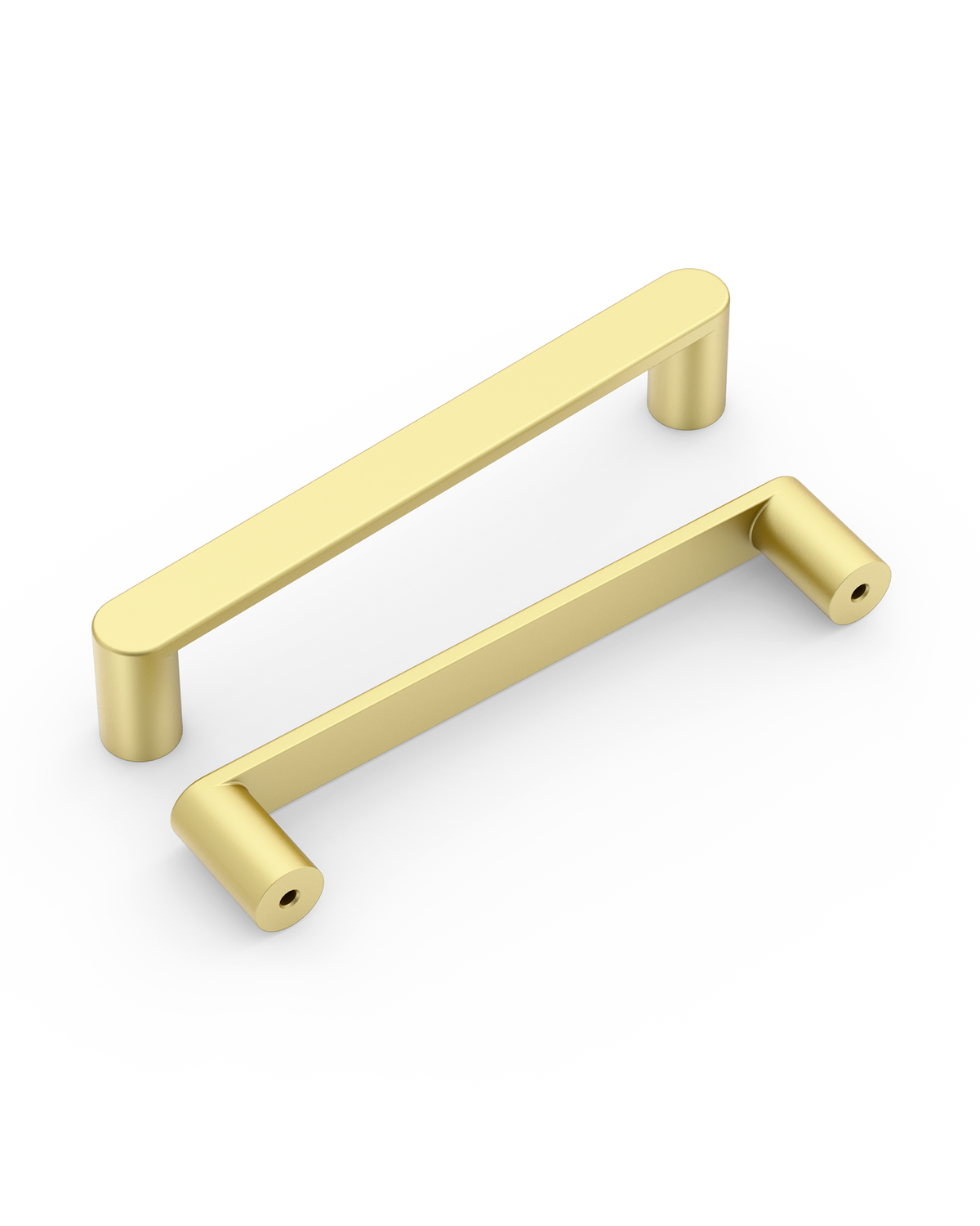 DESIGN3644 Minimalist Flat Top D-Bar Pull | Oak Wood & White Shaker Cabinets (Matte Black)