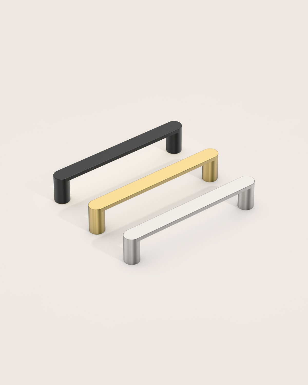 DESIGN3644 Minimalist Flat Top D-Bar Pull | Oak Wood & White Shaker Cabinets (Matte Black)