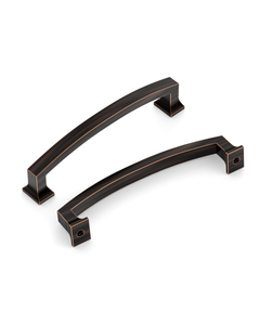DESIGN3781 Champagne Bronze Curved Cabinet Handles - Heavy-Duty Square Foot Drawer Hardware (5" )