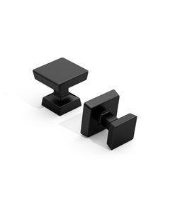 DESIGN3794 Matte Black Square Cabinet Knobs | Modern Retro Dresser & Bathroom Drawer Pulls, 1.2"