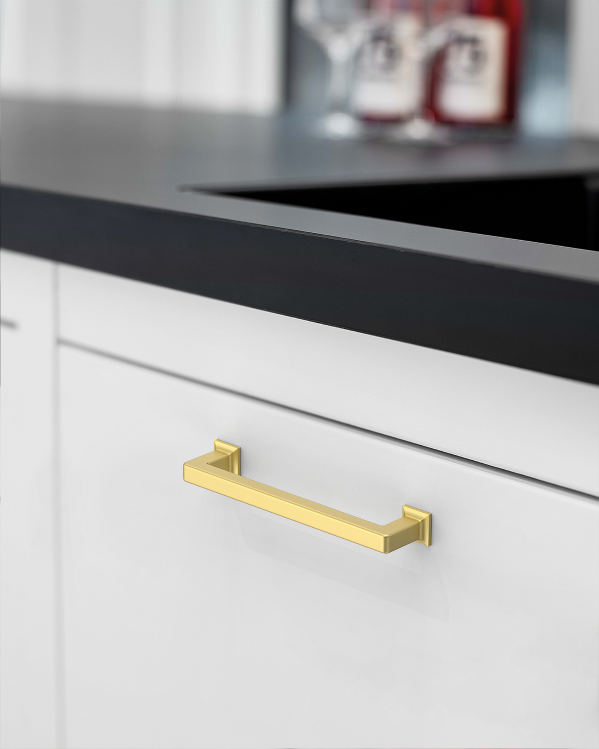 DESIGN3818 Brushed Brass Cabinet Pulls for White Cabinets | Modern Organic Pull, 3.75"