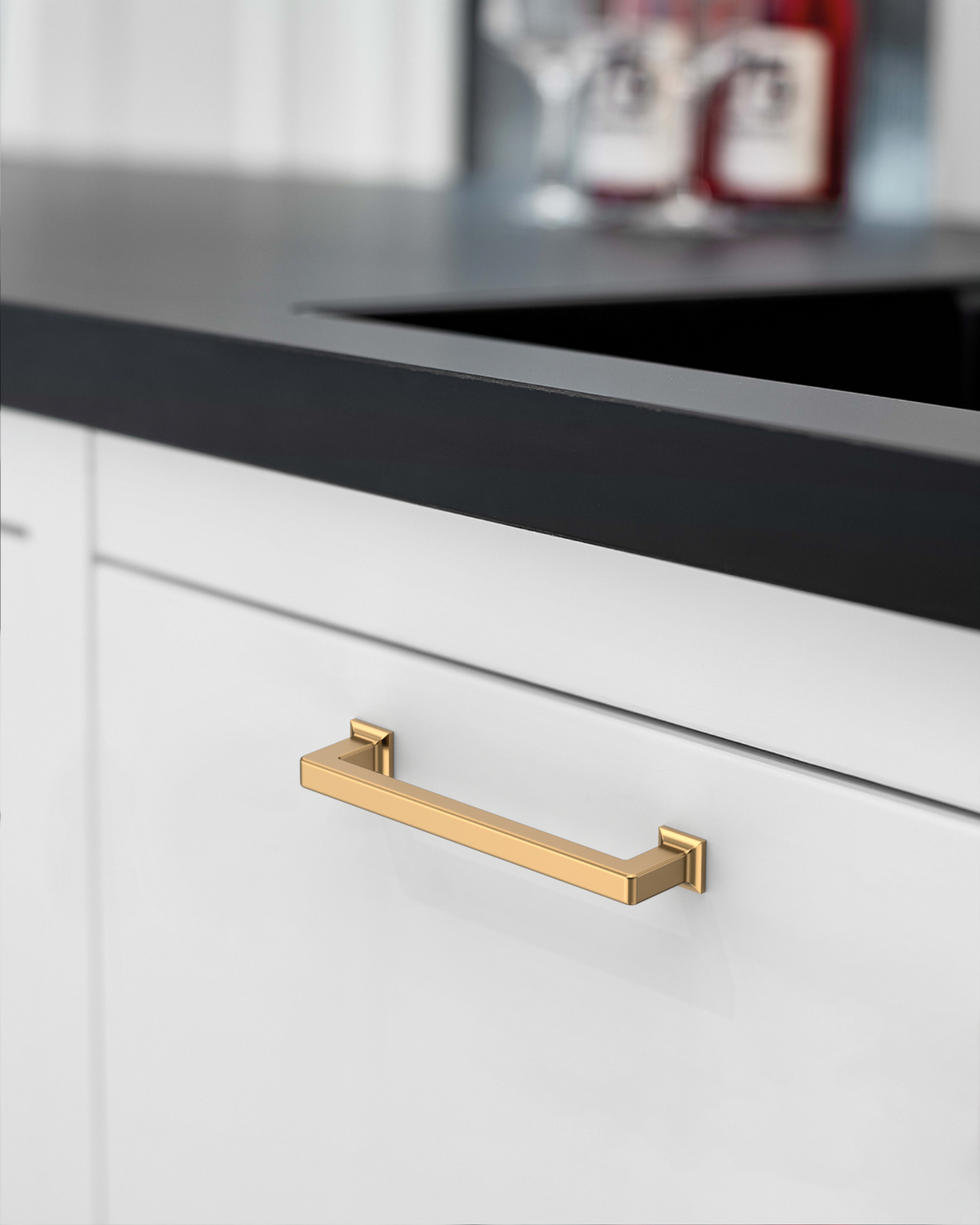 DESIGN3818 Brushed Brass Cabinet Pulls for White Cabinets | Modern Organic Pull, 3.75"